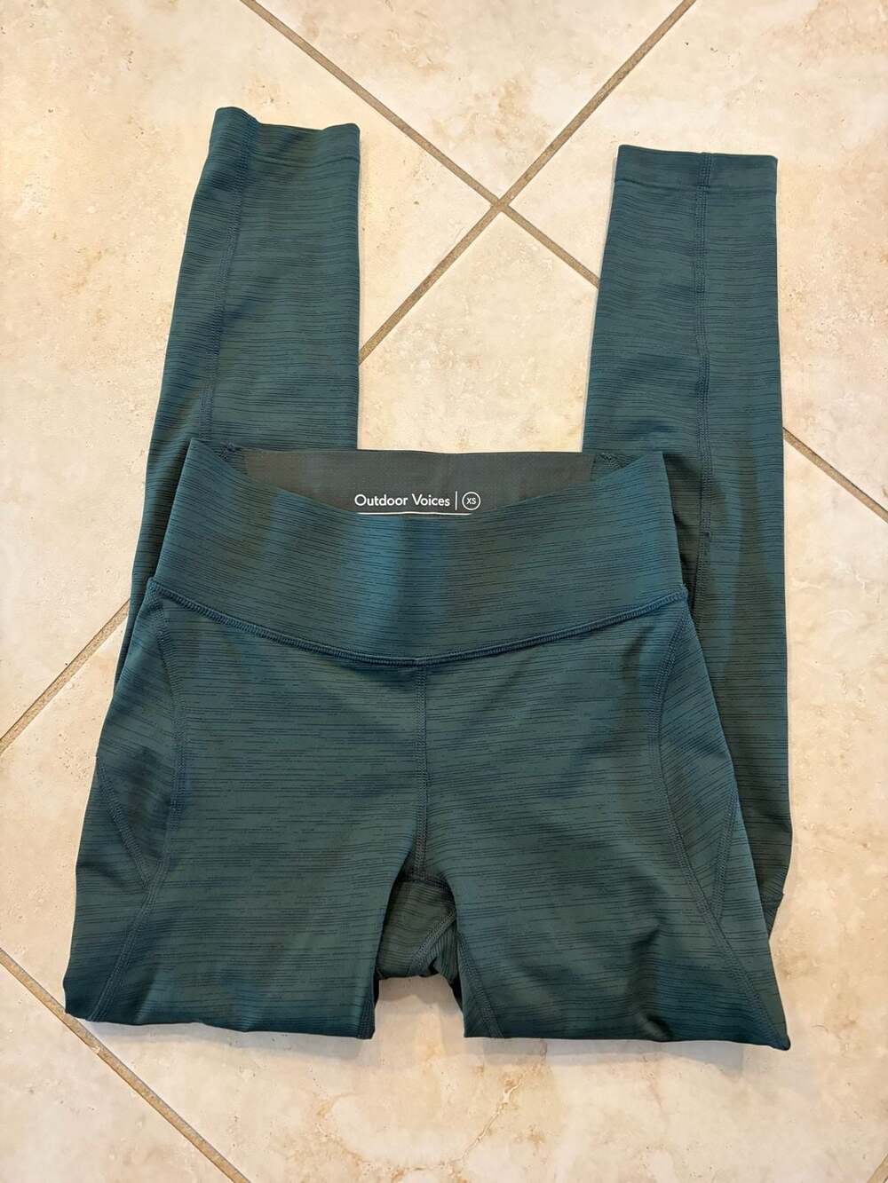 Outdoor Voices Women's High-Waisted Teal Space Dye Athletic Leggings